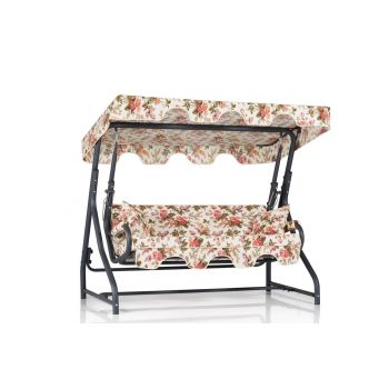 Balansoar de gradina extensibila cu 3 locuri Constanta, Bej - Roz, 160x110x50 cm - Bej
