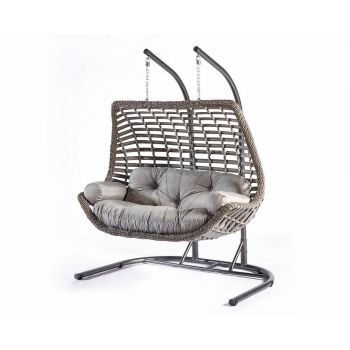 Balansoar de gradina Lux Rattan cu 2 locuri Arkadas, Gri, 173x214x120 cm - Gri