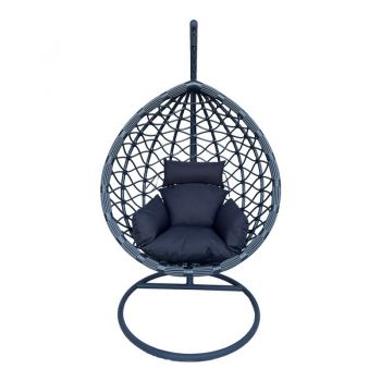 Cuib de leagan Lyere, Metal si ratan PE, 120x108x195 cm