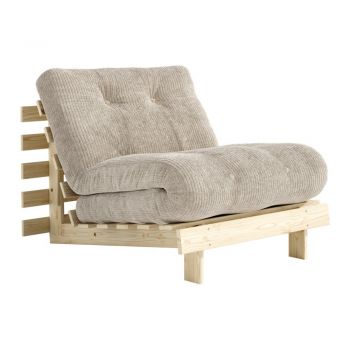 Fotoliu crem extensibil de tip futon cu tapițerie din catifea reiată Roots – Karup
