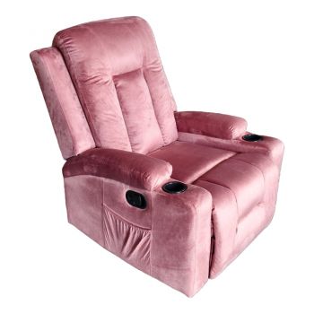 Fotoliu cu functie de relaxare Gessel, catifea, roz prafuit, Roz, 80x90x98 cm - Roz