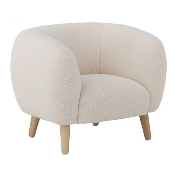 Fotoliu de copii alb cu tapițerie din țesătură bouclé Cade – Bloomingville Mini