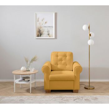 Fotoliu din textil, galben