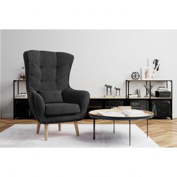 Fotoliu ELTAP, Arti, 80x91x105 cm, lemn/poliester, gri inchis