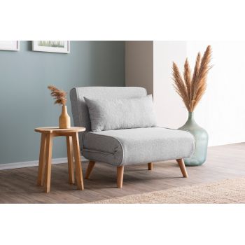 Fotoliu extensibil Folde Single - Teddy Fabric, Diverse culori, Diverse dimensiuni - Gri / 80x80x79 cm