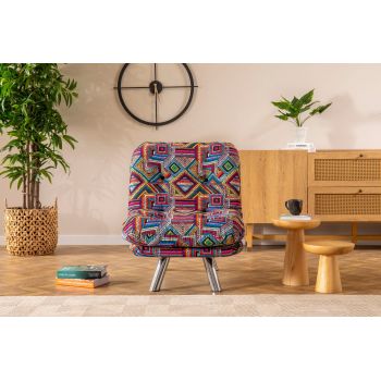 Fotoliu extensibil Misa Small Solo - Patchwork, Multicolor, 70x52x40 cm - Multicolor