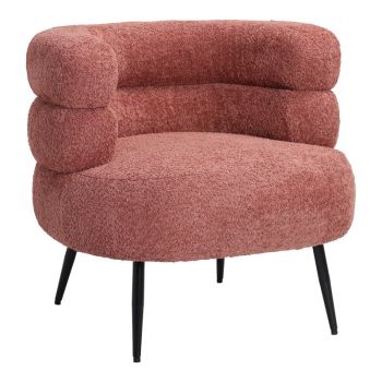 Fotoliu Foleja, Boucle, Design în culoarea marului stricat, Roz, 76x75x72 cm - Roz