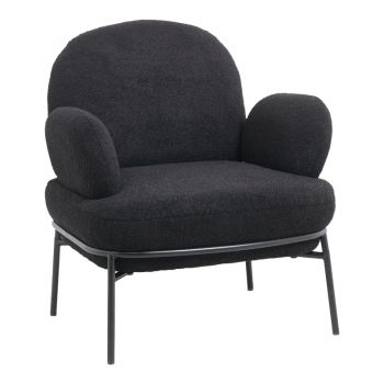 Fotoliu Jaycob boucle, 74x71x83 cm - Negru