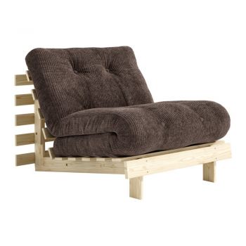 Fotoliu maro închis extensibil de tip futon cu tapițerie din catifea reiată Roots – Karup