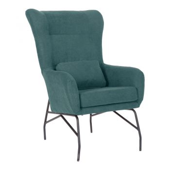 Fotoliu Rimbo Gri deschis din catifea   cu picior negru 66x81x102cm - Verde