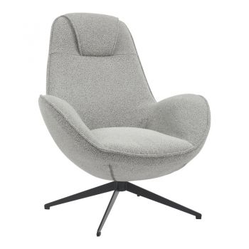Fotoliu rotativ Flago boucle tesatura, Gri deschis, 85x88x104 cm - Gri