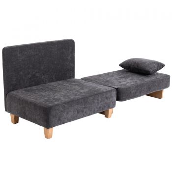 HOMCOM Fotoliu Extensibil cu Perne și Buzunare, 70x70x80cm, Gri Închis | Aosom Romania