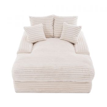 Luxus chaise longue din corduroy, Bej | Aosom Romania