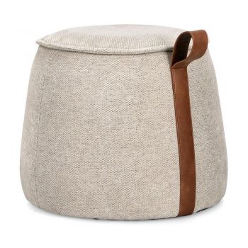 Puf grej cu tapițerie din chenille Anila – Bizzotto