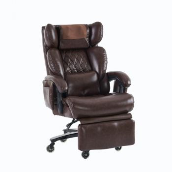 Scaun director cu funcție de masaj și încălzire, scaun de birou ergonomic cu piele artificială, 88 x 70 x 112,5 cm, Maro | Aosom Romania