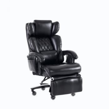Scaun director cu funcție de masaj și încălzire, scaun de birou ergonomic cu piele artificială, 88 x 70 x 112,5 cm, Negru | Aosom Romania