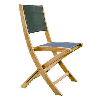 Set 2 scaune pliabile de grădină din lemn de tec Ezeis Navy, natural-gri