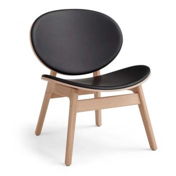 Fotoliu din lemn de stejar cu tapițerie din piele Findahl Hammel One