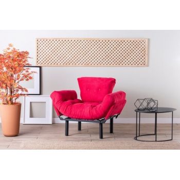 Fotoliu extensibil Nitta Single, Futon,135x70 cm,metal, fucsia