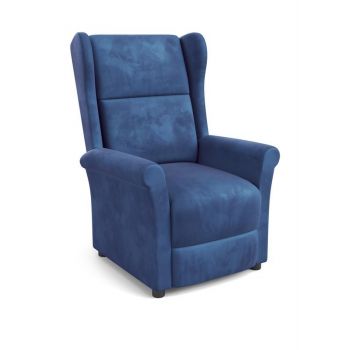 Fotoliu Recliner tapitat cu stofa, Agatha II Velvet Albastru Inchis, l75xA92xH107 cm