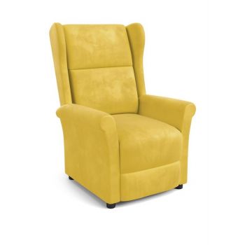 Fotoliu Recliner tapitat cu stofa, Agatha II Velvet Mustariu, l75xA92xH107 cm