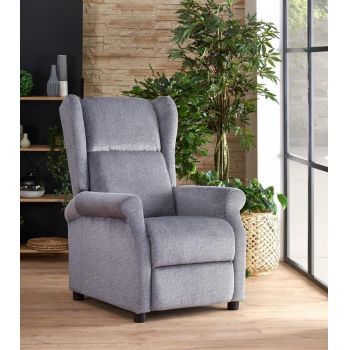 Fotoliu Recliner tapitat cu stofa si functie masaj, Agatha-M Gri, l75xA92xH107 cm