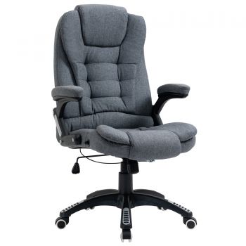 Vinsetto Scaun de Birou ergonomic Inclinabil, Inaltime Reglabila si Balansoar, Fotoliu Pivotant cu Roti, 67x72x110-120cm, Gri
