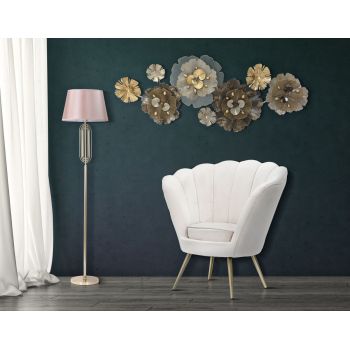 Fotoliu fix tapitat cu stofa si picioare metalice, Vienna Velvet Crem / Auriu, l85xA70xH88 cm Fotoliu fix tapitat cu stofa si picioare metalice, Vienna Velvet Crem / Auriu, l85xA70xH88 cm
