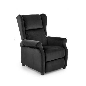 Fotoliu Recliner tapitat cu stofa, Agatha II Velvet Negru, l75xA92xH107 cm