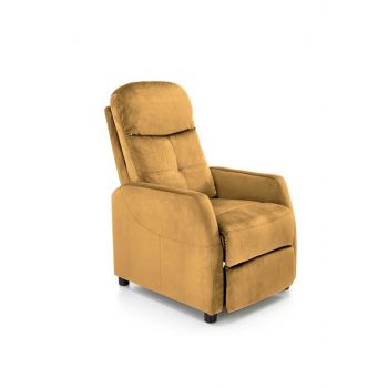 Fotoliu Recliner tapitat cu stofa, Filipo II Velvet Mustariu, l64xA84xH103 cm