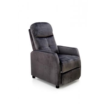 Fotoliu Recliner tapitat cu stofa, Felipe II Velvet Negru, l64xA84xH103 cm Fotoliu Recliner tapitat cu stofa, Felipe II Velvet Negru, l64xA84xH103 cm