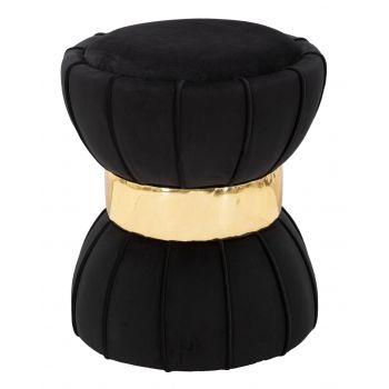 Taburet Flower, Mauro Ferretti, 40x44 cm, catifea, negru