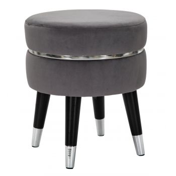 Taburet Paris, Mauro Ferretti, Ø 43x43 cm, catifea, gri/argintiu