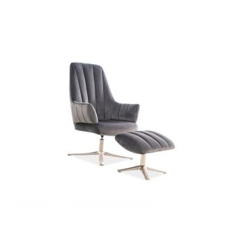 Fotoliu cu taburet grey ADAMS VELVET Fotoliu cu taburet grey ADAMS VELVET