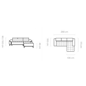 Coltar living fix Sandro Mini – L268 x l173 x h100 cm