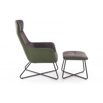 Fotoliu cu taburet Tinto gri-verde - H 107 cm