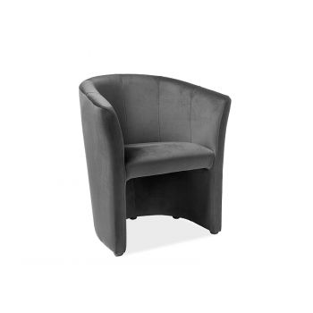 Fotoliu fix tapitat cu stofa, Tom-1 Velvet Gri, l66xA60xH76 cm