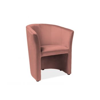 Fotoliu fix tapitat cu stofa, Tom-1 Velvet Roz Antic, l66xA60xH76 cm