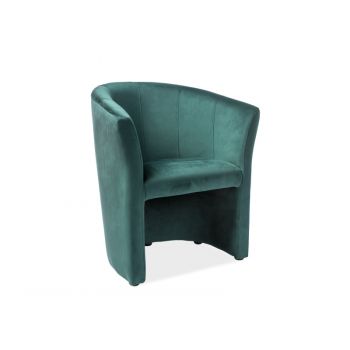 Fotoliu fix tapitat cu stofa, Tom-1 Velvet Verde Inchis, l66xA60xH76 cm
