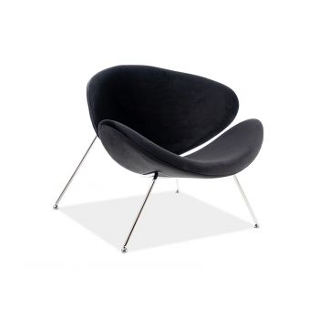 Fotoliu Major Velvet Negru /Crom – l49 x A84 x H72 cm