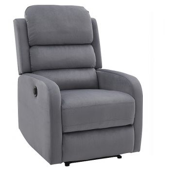 Fotoliu Recliner cu mecanism electric si functie masaj, tapitat cu stofa, Page M Velvet Gri, l64xA88xH102 cm