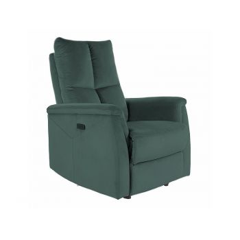 Fotoliu Recliner cu mecanism electric si port USB, tapitat cu stofa, Newlyn Velvet Verde Inchis, l76xA94xH96 cm