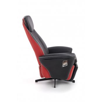 Fotoliu recliner tapitat Camaro negru-rosu - H 112-86 cm