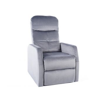 Fotoliu Recliner tapitat cu stofa, Arezo Velvet Gri, l63xA76xH100 cm