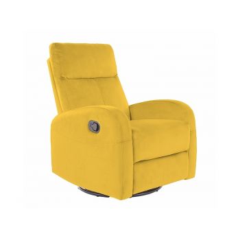 Fotoliu Recliner tapitat cu stofa, Oleda Velvet Mustariu, l72xA80xH101 cm