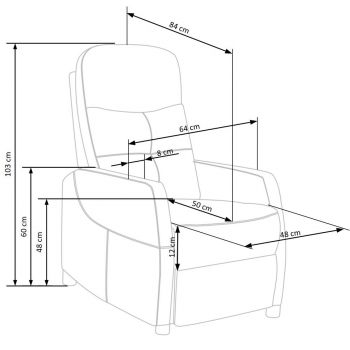 Fotoliu recliner tapitat Felipe 2 velvet gri - H103 cm