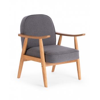 Fotoliu tapitat cu stofa Retro Grey - l 64 x A 70 x H 76 cm