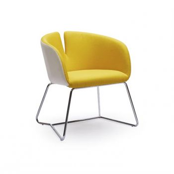 Fotoliu tapitat Pivot galben - H 74 cm