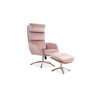 Fotoliu cu taburet pink MONROE VELVET Fotoliu cu taburet pink MONROE VELVET