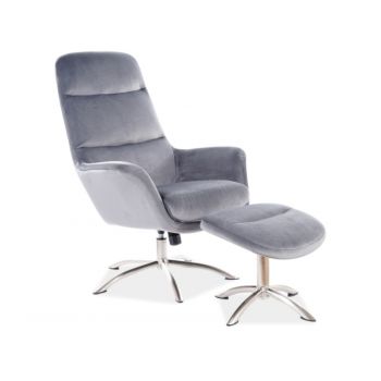 Fotoliu cu taburet grey NIXON VELVET Fotoliu cu taburet grey NIXON VELVET